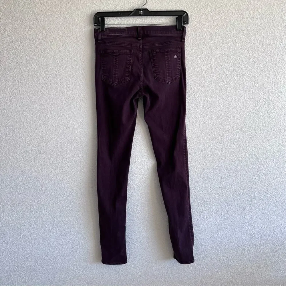 Rag & Bone The Skinny Jean Distressed Wine Zipper Fly Cotton Blend Low‎ Rise